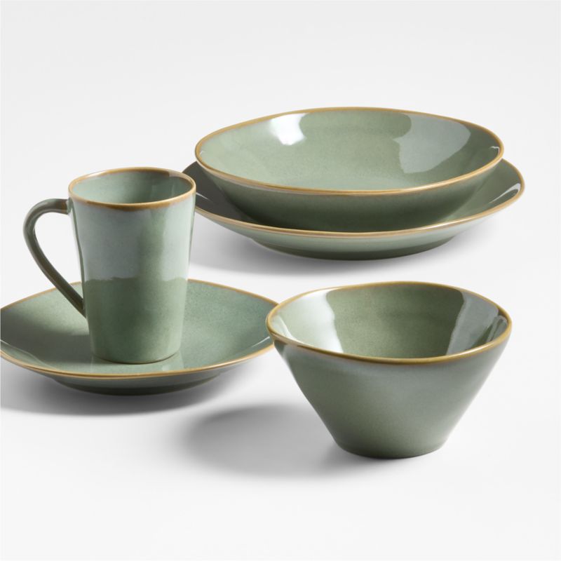 Sage Green Stoneware Low Bowl