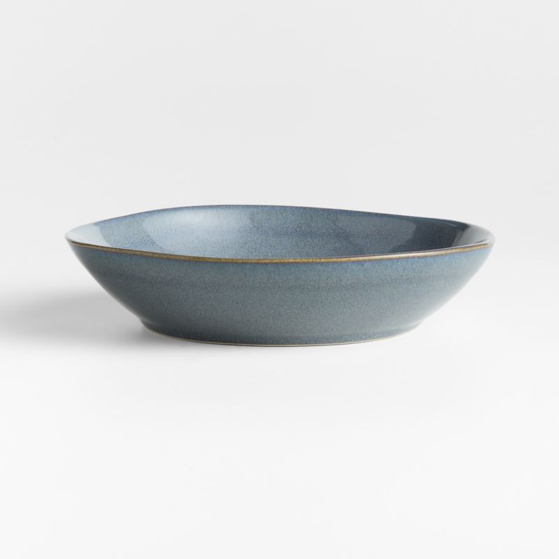 Slate Blue Stoneware Shallow Bowl