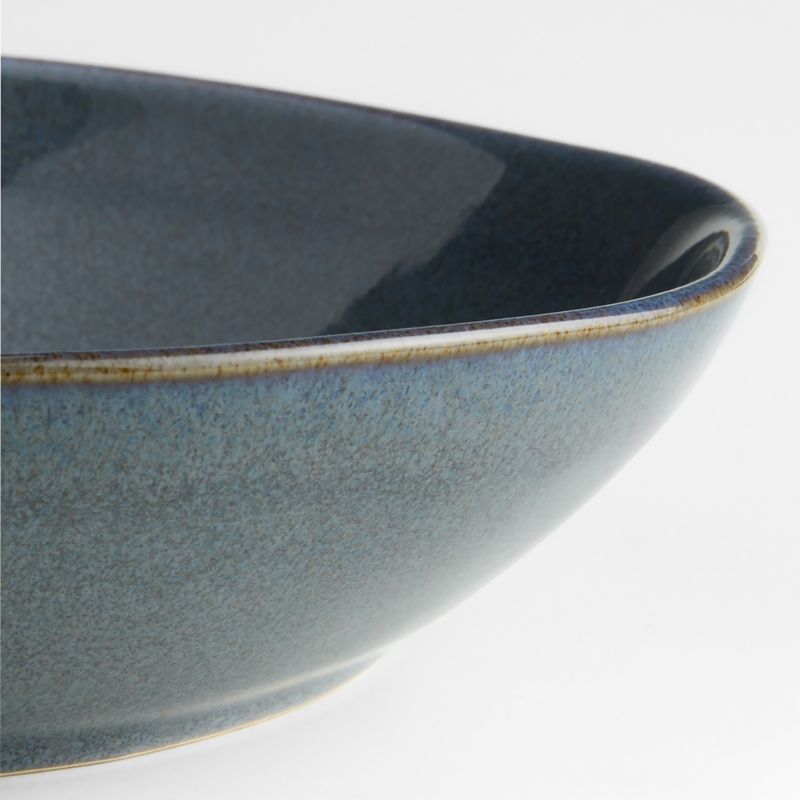 Slate Blue Stoneware Shallow Bowl